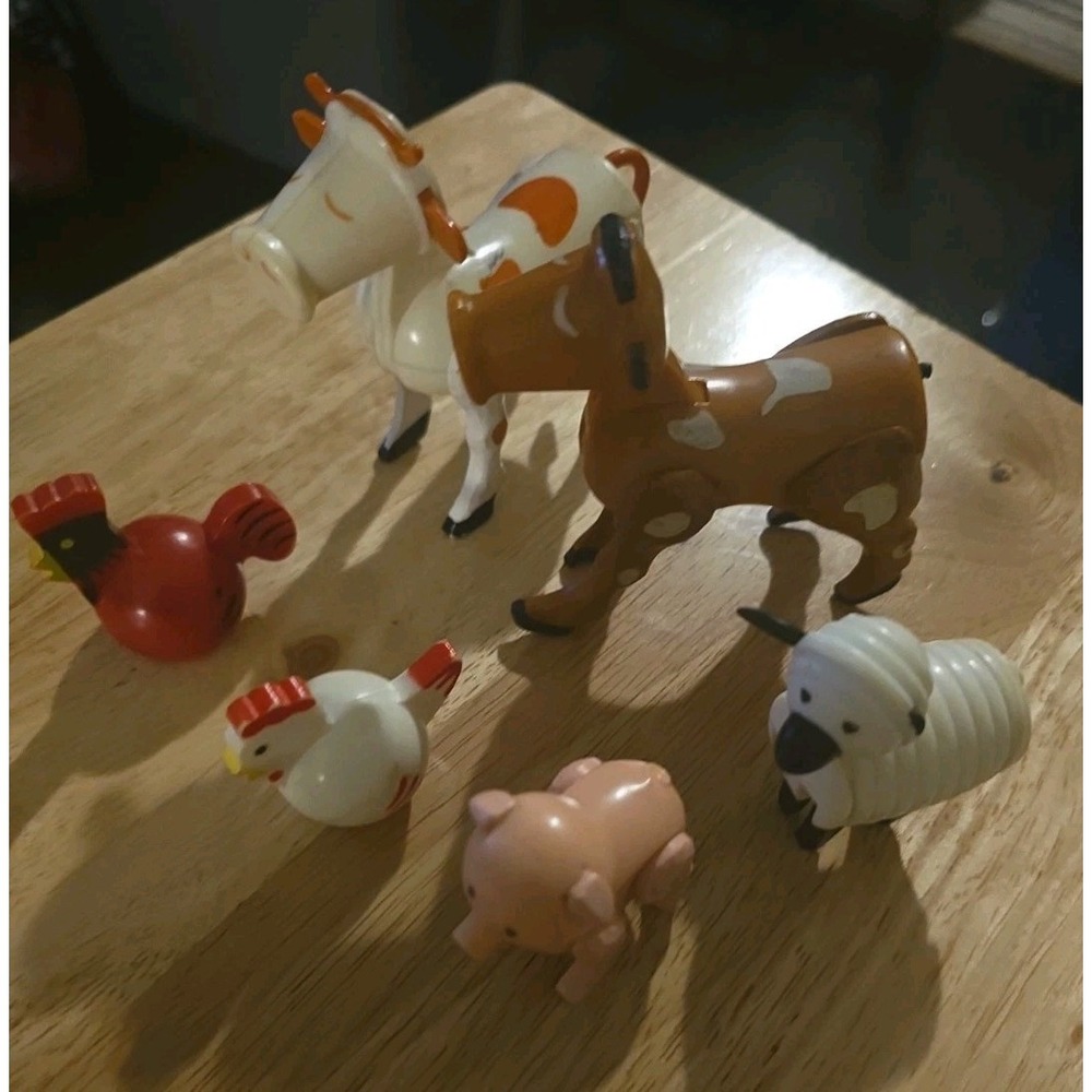 Vintage Fisher Price 1980s  Farm Animals Lot Of 6 w/ For Playset W/ Fencing